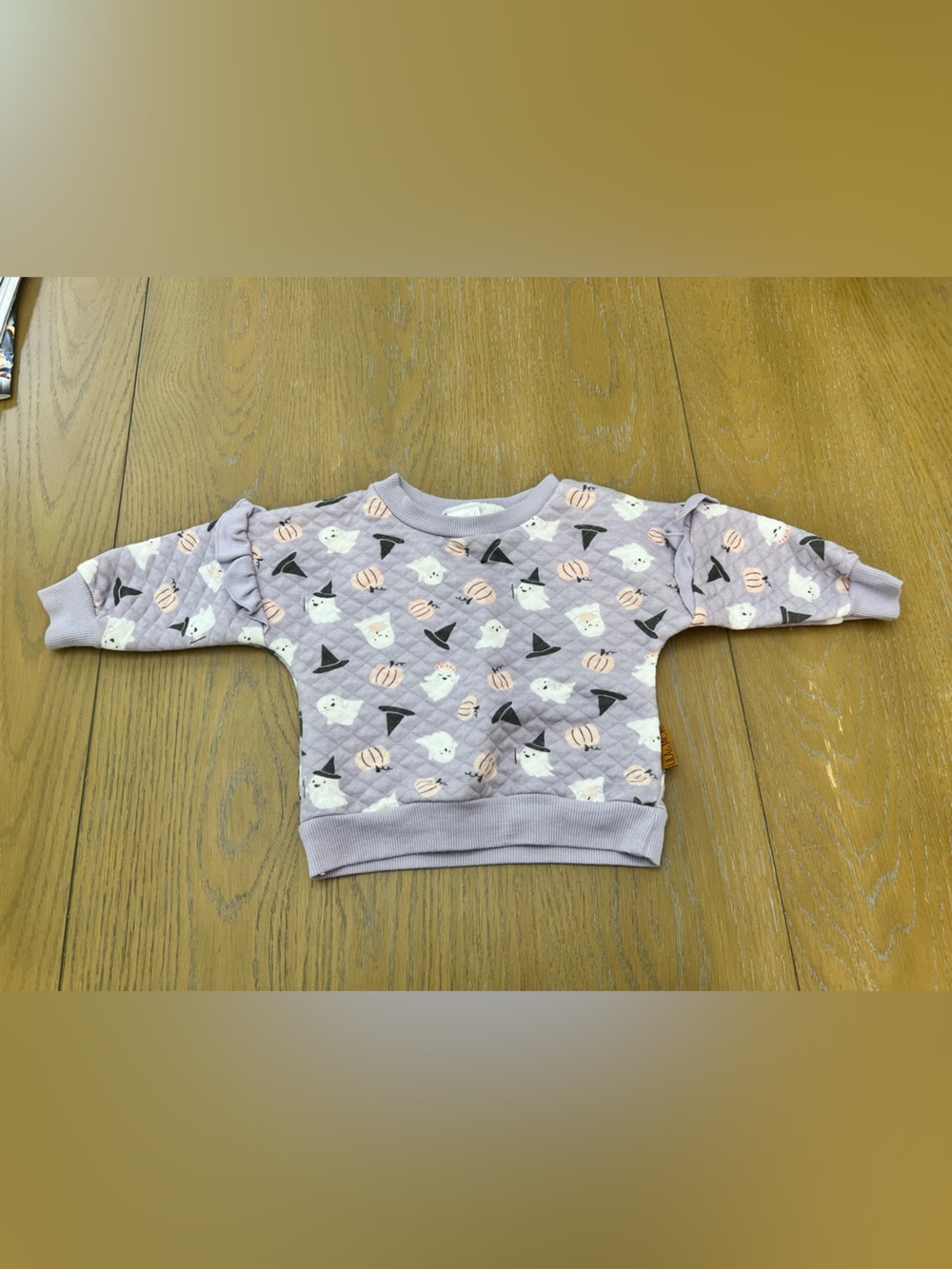 Lilac Quilted Kids One-Piece with Pumpkin & Ghost Print
